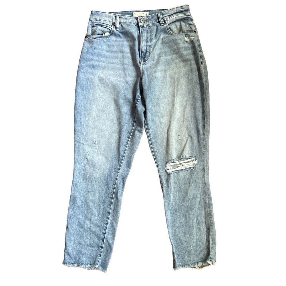 A&F Light Wash Distressed Women’s Jeans - Casual Straight Leg - Picture 1 of 5